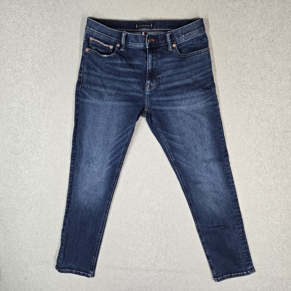 Tommy Hilfiger Men Jeans 32X30 Blue Denim Slim Tapered Medium Wash 29" Inseam